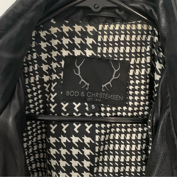 Bod & Christensen Black Leather Moto Jacket S - Picture 4 of 10